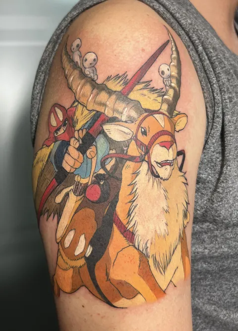 Princess Mononoke tattoo done by Nocturna Tattoo Studio (Tempe, AZ)