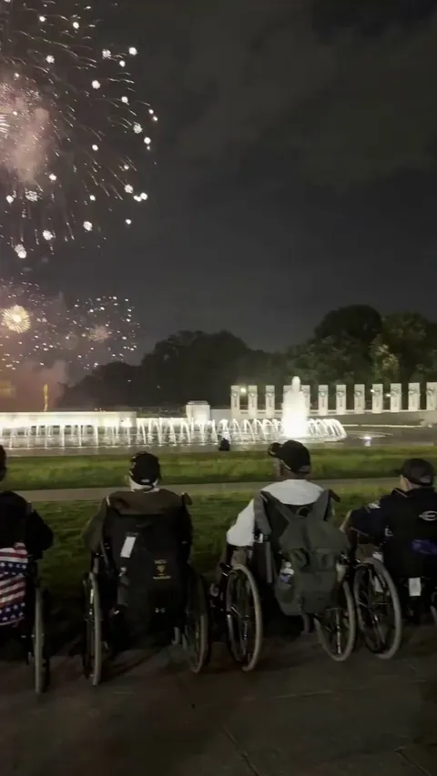 They left home as boys 8 decades ago to go out and save the world. Last night they sat at the WWII Memorial together and celebrated their country's 250th. Still heroic