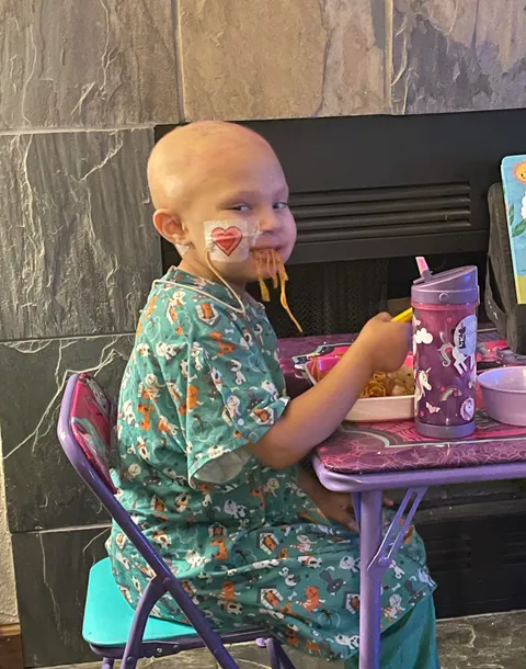 Our daughter wasn’t eating for weeks due to effects from chemo and being very sick, finally home from the hospital, I made spaghetti and she finally would eat! Celebrating small victories here!!