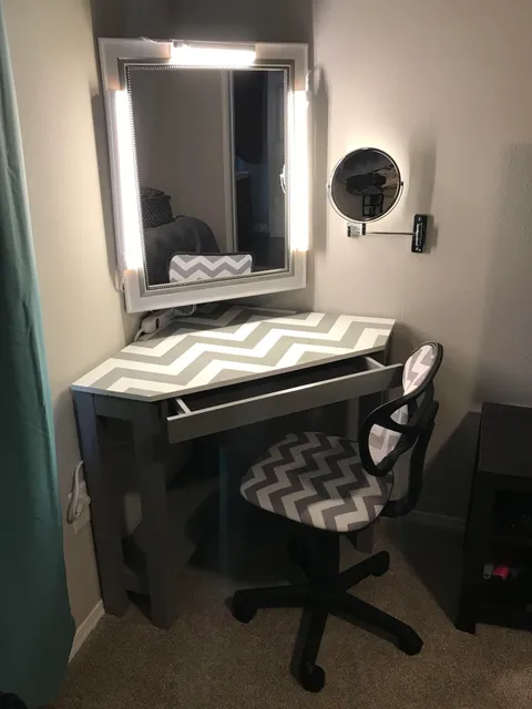 Was away on a business trip and came home to a vanity my husband built/painted for me!