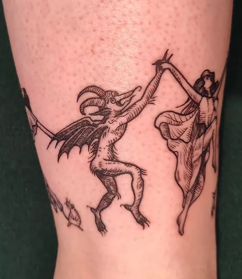 Sketch vs result - medieval witch circle