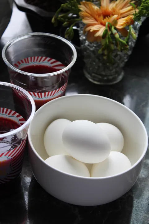 I dyed Easter Eggs using seeds from our cottonwood tree!They always stain our deck blue so I decided to mix them with vinegar and see what happened and it worked!! The best egg was an overnight soak with a little baking soda added too.