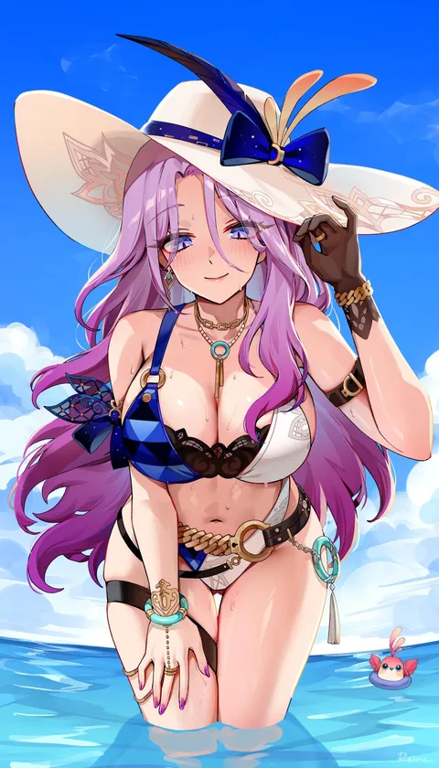 Jade In a fancy swimsuit