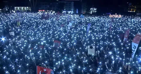 Turkish Government Protesters Supply Their Own Light After Government Shuts Down All Electric in the District Protested in.
