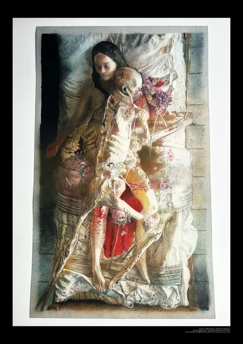 Nosferatu (2024) painting by me. Acrylic and coloured pencils on paper.