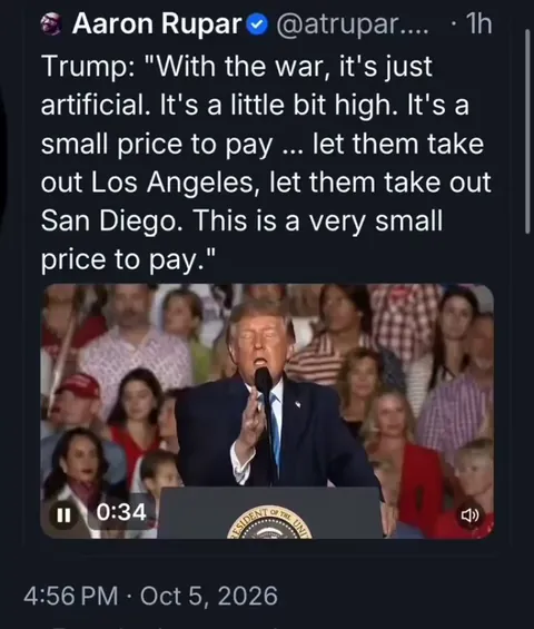 An American President calls for American cities to be taken out... And the crowd cheers him on.