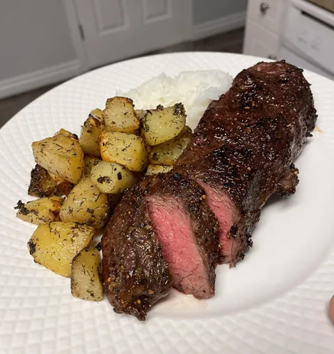 Denver steak and roasted potatoes