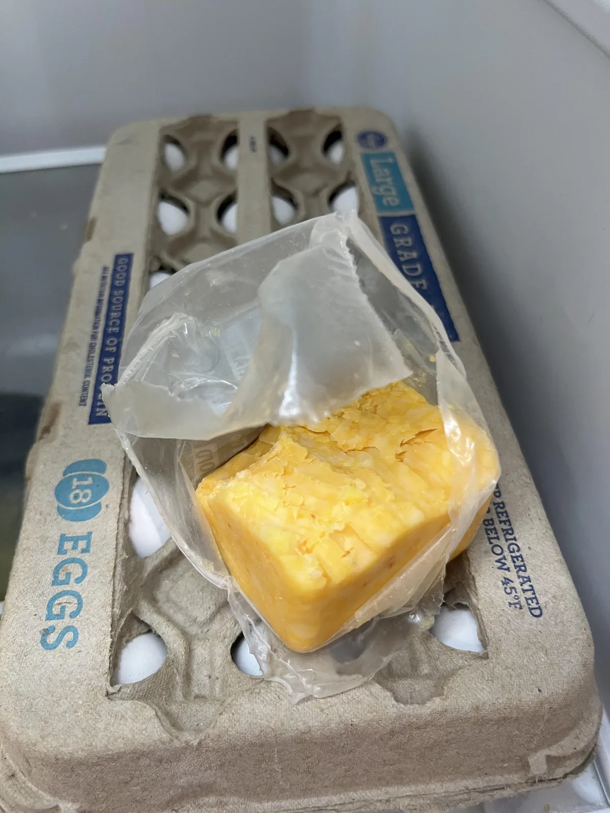 How my boyfriend leaves the cheese in the fridge: