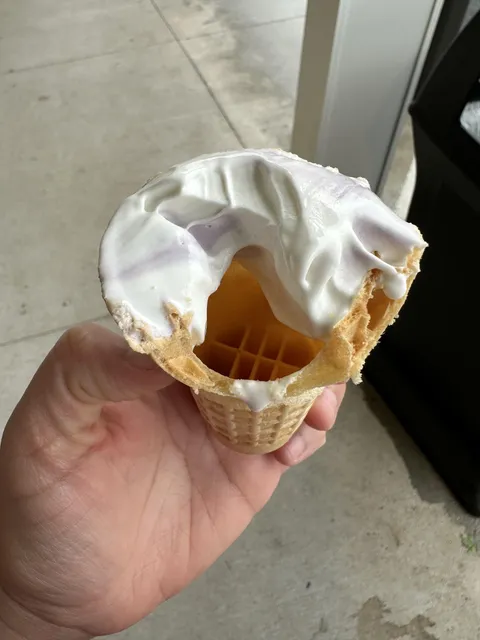 Enjoying my cone until I got to the middle and it was empty. The clerk told me this is how they were trained to serve ice cream