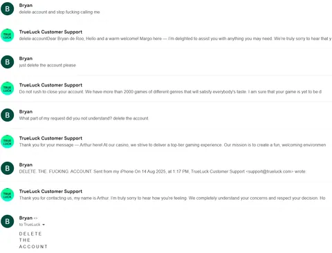 The amount of attempts to get a casino account deleted... It's still not gone.