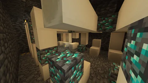 I found this generation on a server! Never seen something like this, the diamond ores are natural, not placed