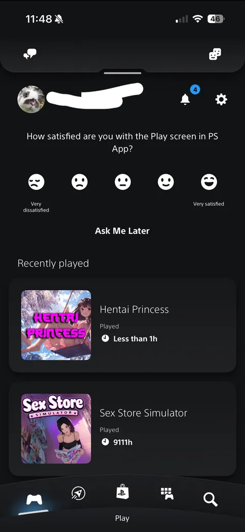PlayStation app showing weird games I’ve never played in my life