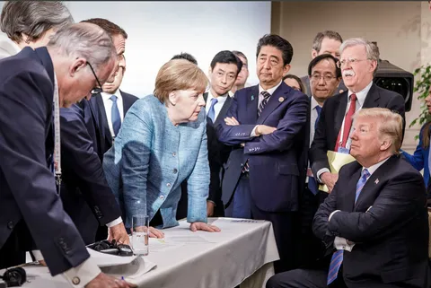 Merkel dealing with Trump during the G7 in 2018