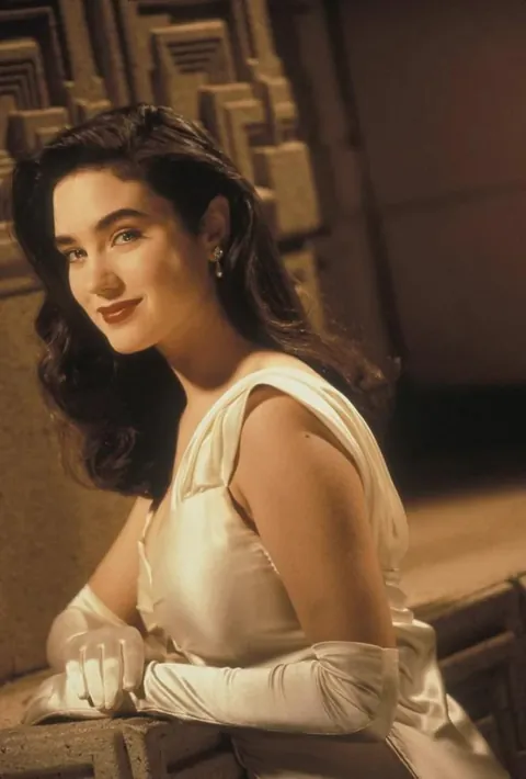 Jennifer Connelly on the set of the film The Rocketeer in 1990.