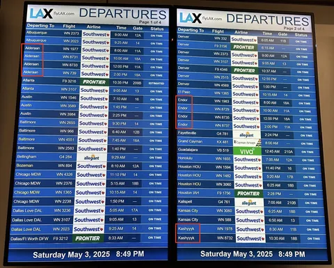 Los Angeles LAX Airport adds hyperspace routes for Star Wars Day