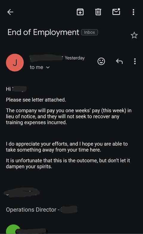 I was let go yesterday. This is how I found out