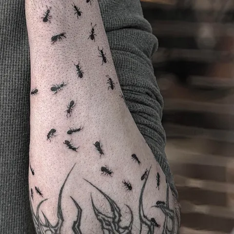 Ants crawling tattoo by Inkofahma / Eugene, Oregon