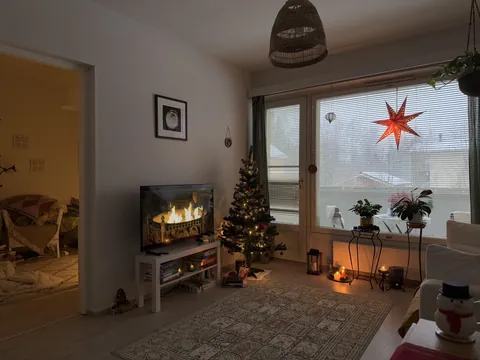 Our apartment in Finland on a snowy day. Merry Christmas!