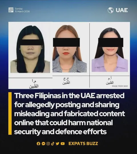 Three Filipinas in the UAE arrested for allegedly posting and sharing misleading and fabricated content online that could harm national security and defence efforts