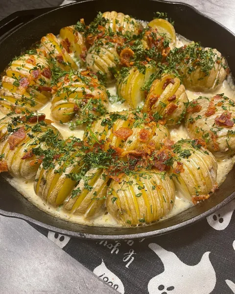 Hasselbach potatoes in a white cheddar cheese sauce