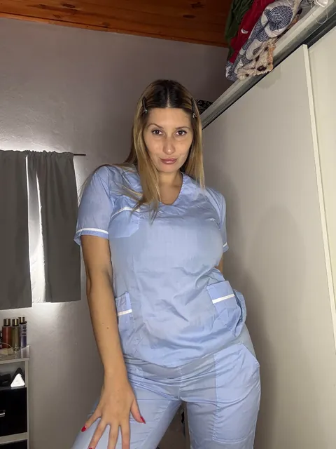 Big DD cups and my favorite panties are what I have under my scrubs