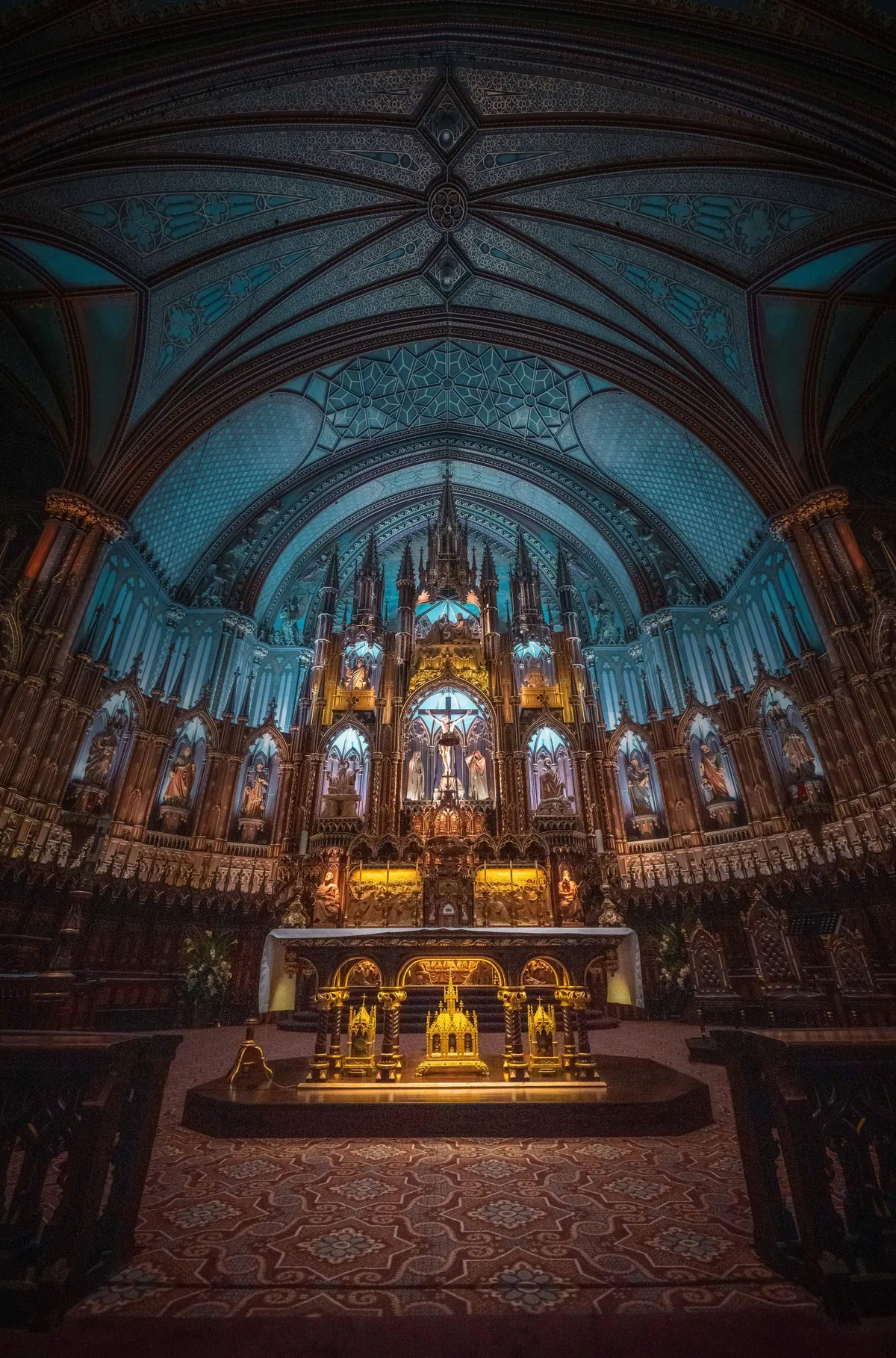 The striking interior of the Notre-Dame Basilica in Montreal