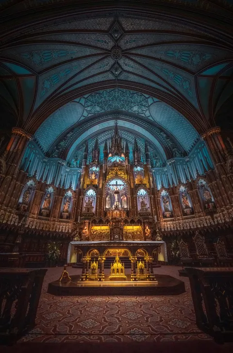 The striking interior of the Notre-Dame Basilica in Montreal