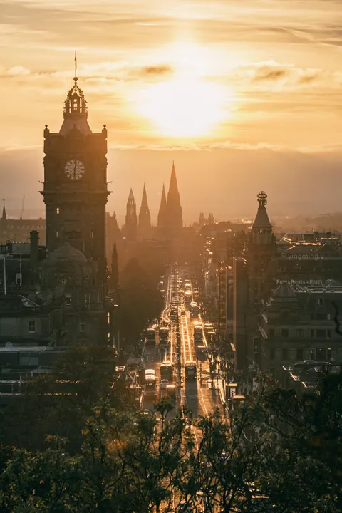 ITAP of sunset at Princes Street in Edinburgh