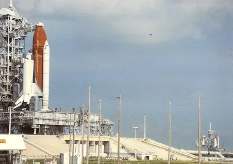 Two shuttles on two pads circa 1990. Photo taken by me...