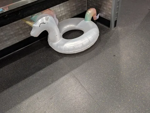 This floatie in the men's locker room at Planet Fitness. There is no pool.