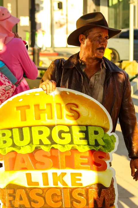 The Tesla Diner in Hollywood threw a Halloween party tonight… so the protesters outside did too [OC]