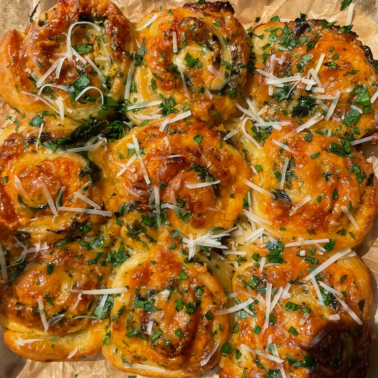 [Homemade] Cheesy garlic pesto rolls