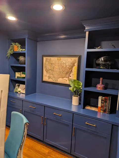 Three weeks ago I learned what a brad nailer is. Today I finished my built-in cabinets!