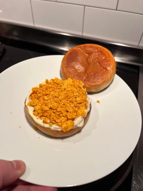 [homemade] Cheeseburger with some crushed Doritos