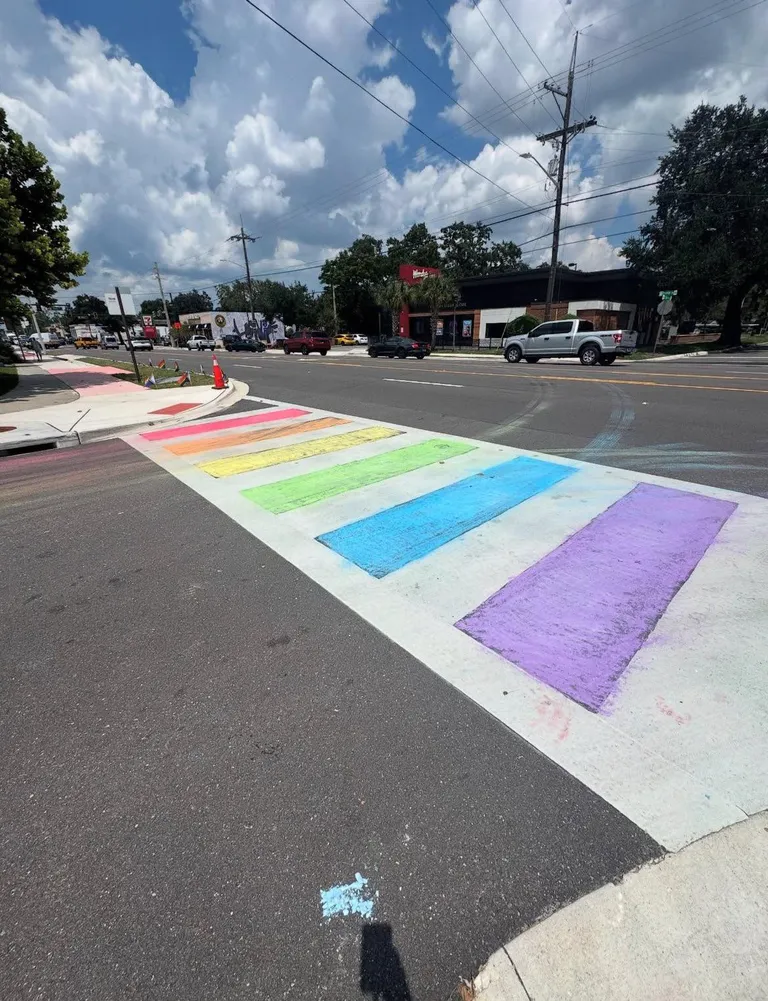 Resilient Rainbow on Crosswalk at Pulse Memorial in Orlando