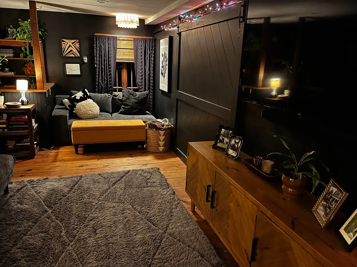 My downstairs living room, kitchen, entry way, music room and bathroom