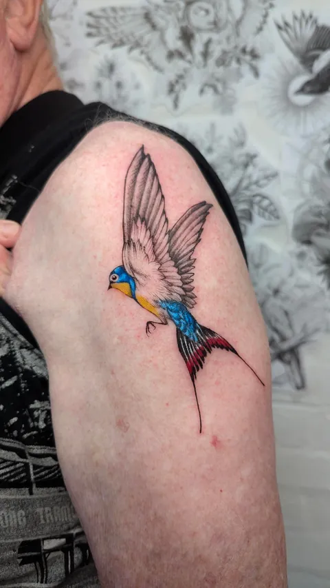 First tattoo for Bob, 86 , by Flavia Verda, Bristol UK