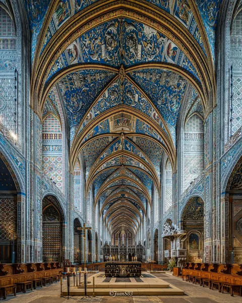 Lavishly decorated Cathedral of Saint Cecilia of Albi, a 13th-15th century Southern French Gothic cathedral claimed to be the largest brick building in the world. Albi, Tarn, France.