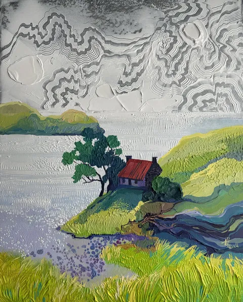 drawing on the sky, Anastasia Trusova, acrylic, 2024