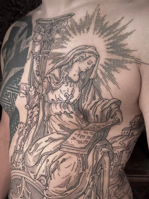 Torso tattoo made by me (Ivan Zagusta) at Zaraza tattoo shop in Warsaw, Pl