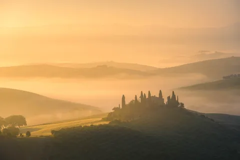 Golden sunrise in Tuscany
