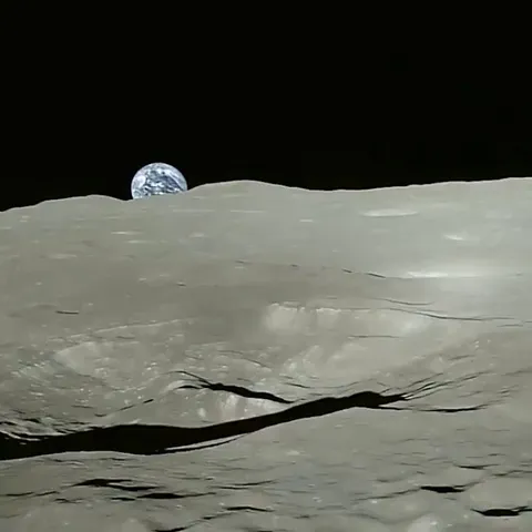 Earthrise on Moon. Shot by Kaguya Spacecraft. Credit: JAXA/NHK.