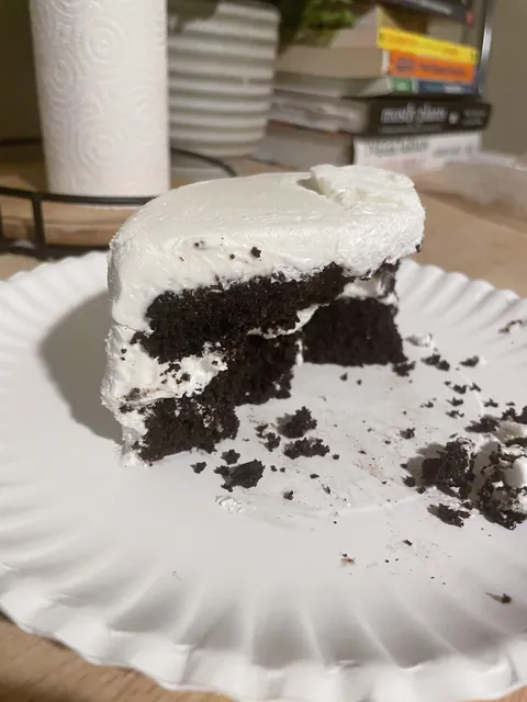 I brought home some cake from my favorite bakery to share with my girlfriend. This is what she left for me. She said it was mid.