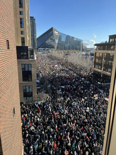 [OC] Minneapolis general strike against ICE, in -10°F no less