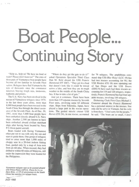 My best day in the US Navy. Operation Boat People (OC)