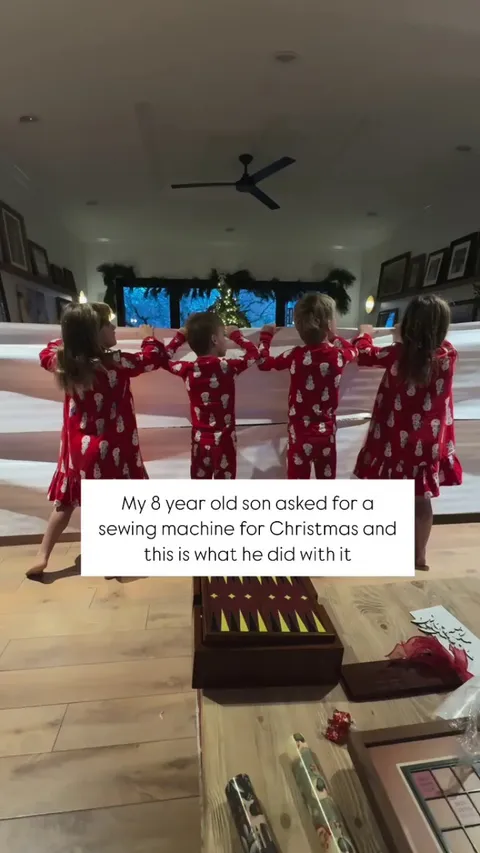 He asked for a sewing machine for Christmas, and the first thing he made was for his sister.