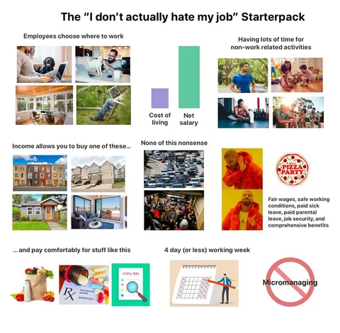 The “I don’t actually hate my job” Starterpack