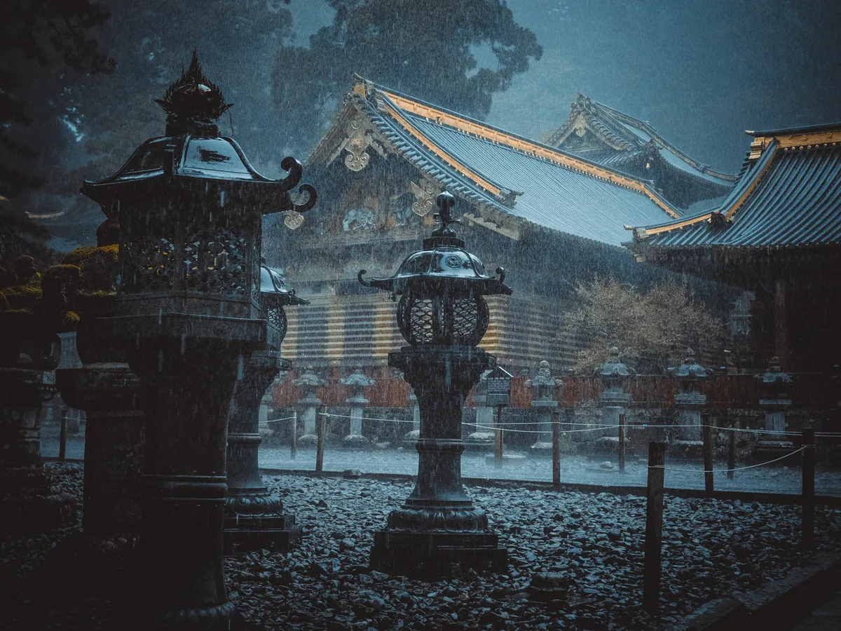 ITAP of a Japanese shrine in the rain