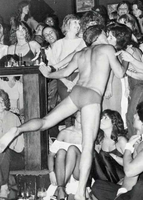 Attendees at the first Chippendales Club, Los Angeles, 1979.