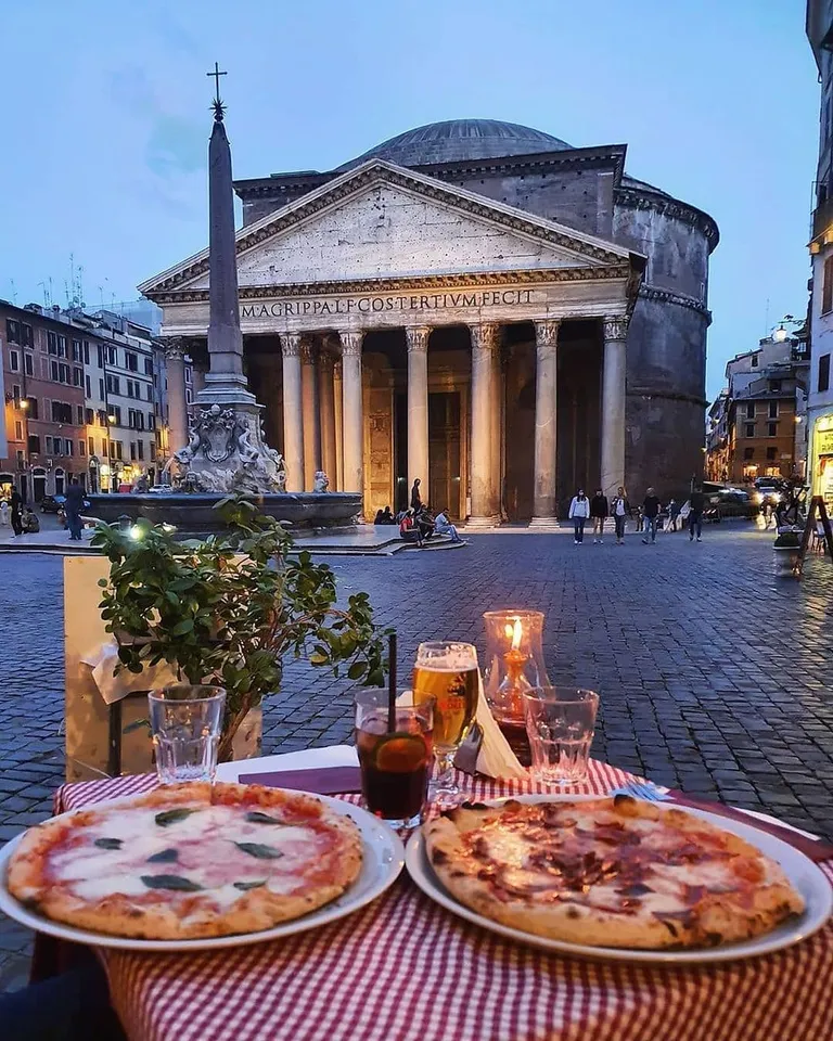 Pizza with a view in Rome, Italy